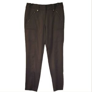 Ellen Tracy Army Green Utility Betty Wide Leg Silky Pants Size 10